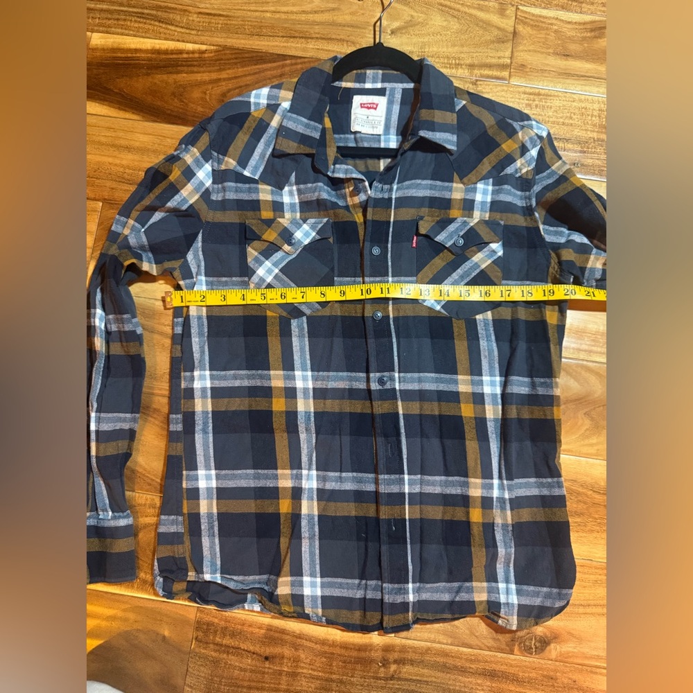 Levi's Navy and Yellow Flannel Shirt